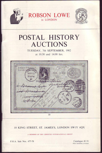79309 - ROBSON LOWE POSTAL HISTORY AUCTIONS. 7 September 1...
