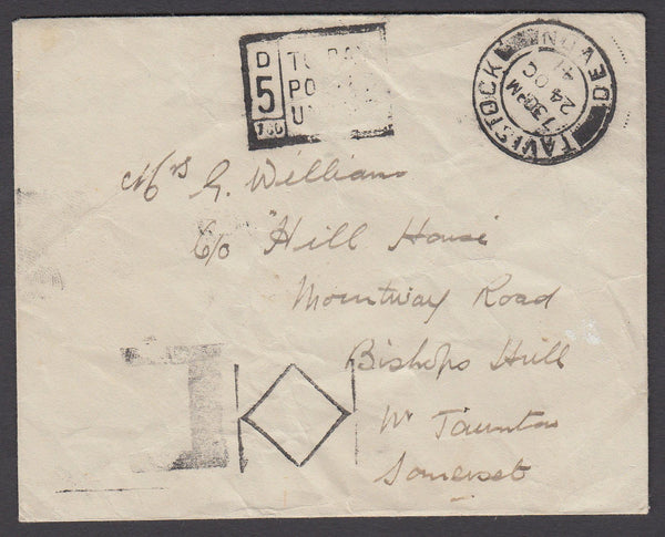 79423 - 1941 UNPAID TAVISTOCK TO TAUNTON. 1941 envelope Tavistock to Taun...