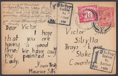 79426 - 1926 UNDERPAID MAIL ILFRACOMBE TO COVENTRY. 1926 postcard Ilfracombe to Cov...