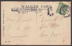 79444 - 1912 UNDERPAID MAIL BARNSTAPLE TO EXMINSTER. 1912 post card Barnstaple to ...