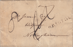 79492 - 1798 BRISTOL/'BRISTOL' HAND STAMP (BS43). Entire (toned) Bristol to Nottingham dated J...