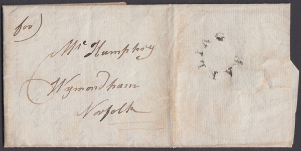 79616 - NORFOLK/'HARLING' UDC (NK183). Undated letter Harling to Wymondham with ...