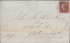 79634 - Pl.36 (SG8)(DK DOUBLE K) ON COVER. 1843 letter Manchester to Alnwick...