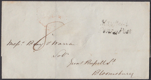 79935 - 1839 SUSSEX/'MAYFIELD PENNY POST'HAND STAMP(SX866). Wrapper Mayfield to Bloomsbury with ...