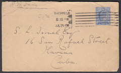 79993 - 1910 MAIL SHEFFIELD TO CUBA. Envelope Sheffield to Havana wi...