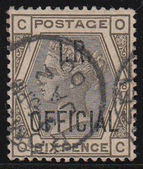 80110 1882 6D GREY PL.18 'I.R. OFFICIAL' (SGO4) FINE USED.