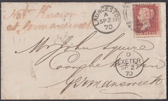 80270 - 1885 UNDELIVERED MAIL. Envelope Exeter to Harpford...