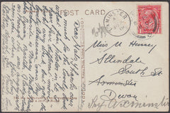 80274 - 1919 RE-DIRECTED MAIL DEAL TO EXMINSTER-AXMINSTER . Post card Deal to Axminster ...