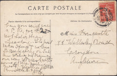 80305 - 1908 MAIL FRANCE TO CROYDON WITH FRENCH STAMP CANCELLED PLYMOUTH.