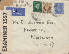 80348 - 1941 MAIL TO USA. Envelope Liverpool to USA with KGVI ½d, 1/...