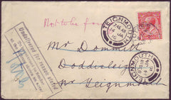 80432 1916 envelope Totness to Teignmouth with KGV 1d ca...
