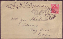 80448 - 1904 UNDELIVERED MAIL CREDITON TO EXETER. Envelope Crediton to Exeter with KGVII 1d can...