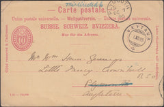 80465 - 1895 MAIL SWITZERLAND TO CROWNHILL (DEVON) MISDIRECTED TO PLYMOUTH.