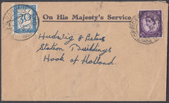 80604 - 1958 envelope OHMS to Hook of Holland with 3d Wild...