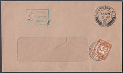 80619 - 1963 UNPAID MAIL. Window envelope Paddington to Peterborough, p...