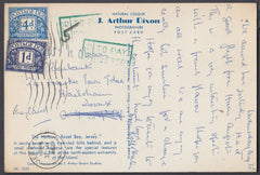 80626 - 1962 UNPAID MAIL EX JERSEY. Postcard Jersey to Hailsham, postage unpaid, ...