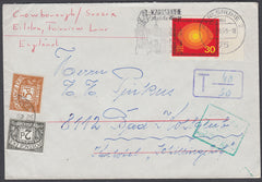 80636 - 1969 RE-DIRECTED MAIL/POSTAGE DUES. Envelope used in Germany with German 30pf ca...