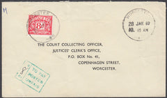 80778 - 1969 UNPAID MAIL/WORCESTER. 1969 envelope used locally in Worcester, postage u...