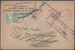 80787 - 1953 UNDERPAID MAIL MANCHESTER/METER MARK. 1953 envelope used locally in Manchester with Manc...