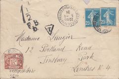 80799 - 1924 UNDERPAID MAIL MARSEILLE TO LONDON. 1924 envelope (slight imperfections) France to Lon...