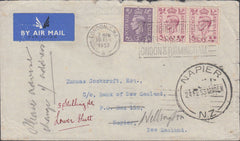 80915 1953 envelope London to Napier, New Zealand.