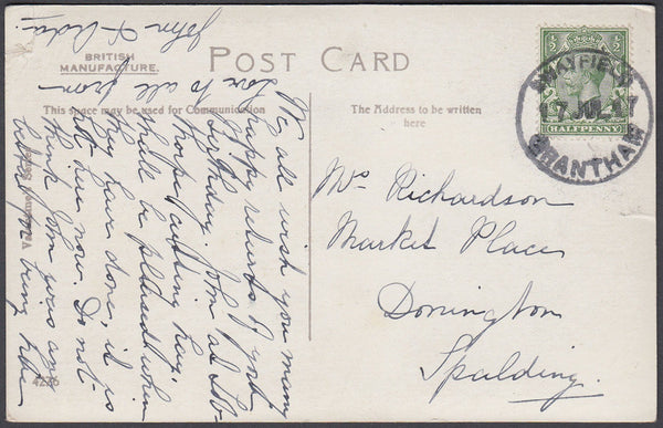 80978 - LINCOLNSHIRE. 1917 postcard Grantham to Spalding w...