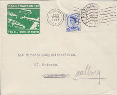 81063 ADVERTISING. 1954 envelope Glasgow to Copenhagen.