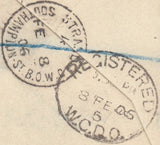 81309 - 1906 MIXED REIGNS COMBINATION QV CUT OUT AND KEDVIII STAMP. Envelope sent registered mail London to Berli...