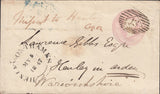 81321 - 1847 OXON/MISSENT. Fine 1d pink envelope London to Henley in Arden