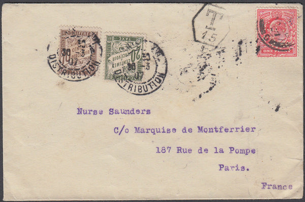 81489 - 1907 UNDERPAID MAIL UK TO FRANCE