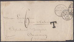 81494 - 1876 UNDERPAID MAIL MANCHESTER TO FRANCE. Envelope Manchester to Charna...
