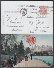 81503 - 1906 UNDERPAID MAIL LONDON TO FRANCE. Post card London to Lyon France