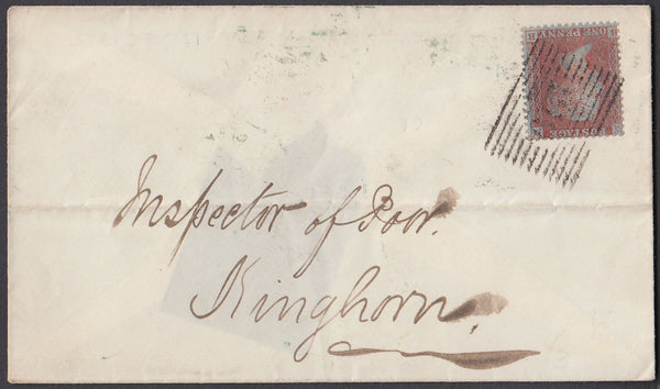 81683 - 1855 DIE 2 1D BROWN-ROSE SHADE/PL.5 (BB)(SPEC C6(4). 1855 envelope Kirkcaldy to Kin...