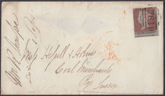 81688 - PL.173 (PB)(SG17). 1854 envelope Sunderland to Rye...