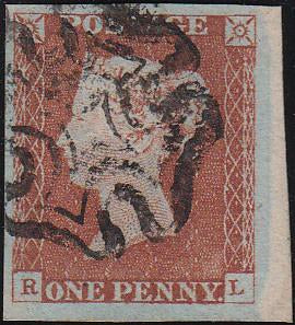 81935 - 1843 PL.36 (RL)(SG8). Very fine used 1d pl.36 lettered