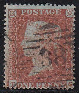 81984 - PL.197 (TG)(SG17). Good to fine used 1854 Die 1 1d pl.197 S.C.16 (SG17)