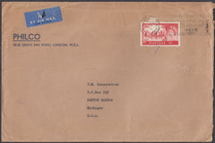 82055 1961 AIR MAIL LONDON TO MICHIGAN USA WITH 5s CASTLE.