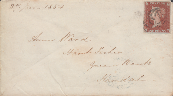 82115 - PL.152 (TK)(SG8) ON COVER. 1854 envelope Bradford Yorks to ...