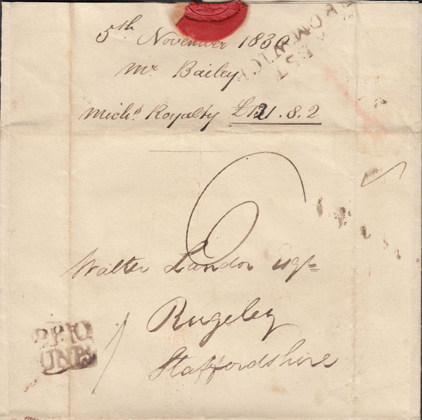 82199 - 1830 BIRMINGHAM PENNY POST/WEST BROMWICH. 1830 letter Greets Green Co...