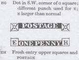 82203 1855 DIE 2 1D PL.6 (SG24) USED STRIP OF FOUR (EE EF EG EH)/BLUE '32' ENGLISH TYPE IRISH SPOON OF BALLINASLOE (RA40).