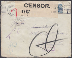 82265 - 1915 UNDELIVERED MAIL DENMARK TO LONDON/'EMPTY HOUSE' . Envelope Denmark to London ...