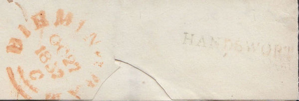 82343 - 1837 BIRMINGHAM PENNY POST. 1837 entire Hansworth to Daventry date...
