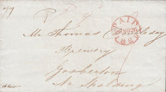 82964 - 1829 MAIL LONDON TO LINCOLNSHIRE/POSTMASTERS LOCAL DELIVERY CHARGE. 18...
