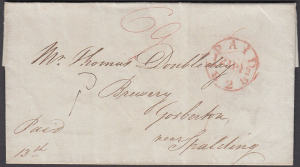 82970 - 1827 LINCS/POSTMASTERS LOCAL DELIVERY CHARGE. Entire London to