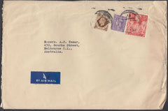 83045 - KGVI MAIL LONDON TO AUSTRALIA 5S RED (SG477). Large envelope (230x152mm) to Melbourne Au...