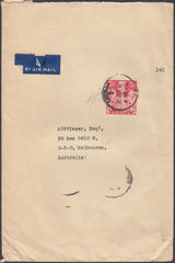 83046 - 1947 MAIL LONDON TO AUSTRALIA 5S RED (SG477). Large envelope (230x152mm) London to Melbourn...