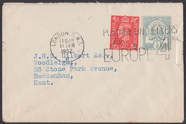 83271 - 1952 Tunisian postal stationery envelope London to...