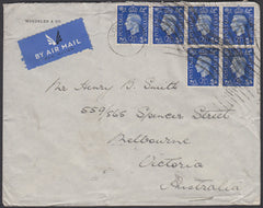 83352 - 1938 MAIL LONDON TO AUSTRALIA. Envelope London to Victoria Australia with KG...