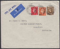 83354 - 1938 MAIL BRADFORD (YORKS) TO AUSTRALIA. Envelope Bradford Yorks to Melbourne with KGV...