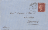 83495 - BIRMINGHAM SPOON TYPE A1 (RA2) ON COVER. 1855 envelope Birm...